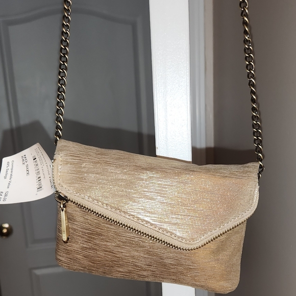 HOBO Golden Taupe Foldover Clutch with Card Wallet and Chain Strap NWT - Picture 4 of 9
